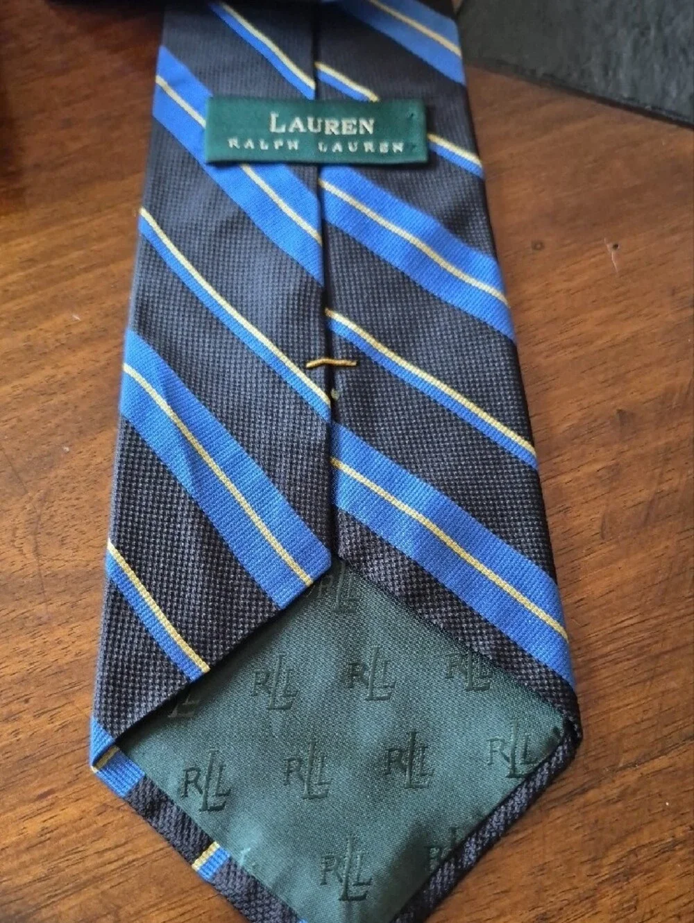 Ralph Lauren Black Tie with Blue and Yellow Stripe